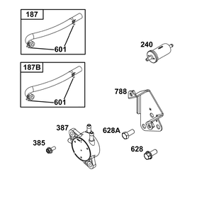 Fuel Supply Group Diagram and Parts List for 386777-0152-G1 200000 - 399999 Briggs and Stratton Engine